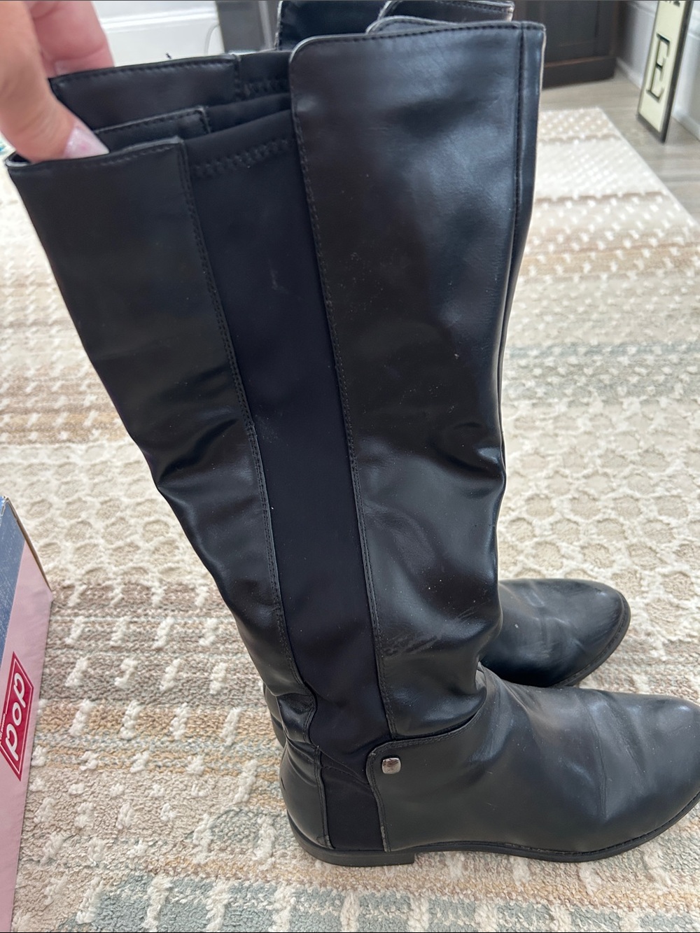 pop Black Knee-High Combat Moto Boots
